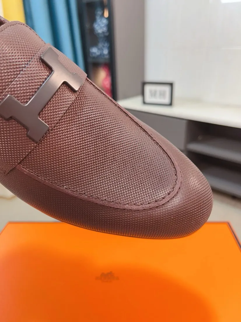 Men's shoes 💰560🌹🌹Niuli "HERMES" Hermès business leather shoes, original factory configuration, original imported cowhide upper + luxury hardware logo + fully imported original customized cowhide lining, sole: rubber wear-resistant outsole, difficult craftsmanship, original factory follow-up goods, 🔍🔍high quality code number: 38-44 45 can be customized